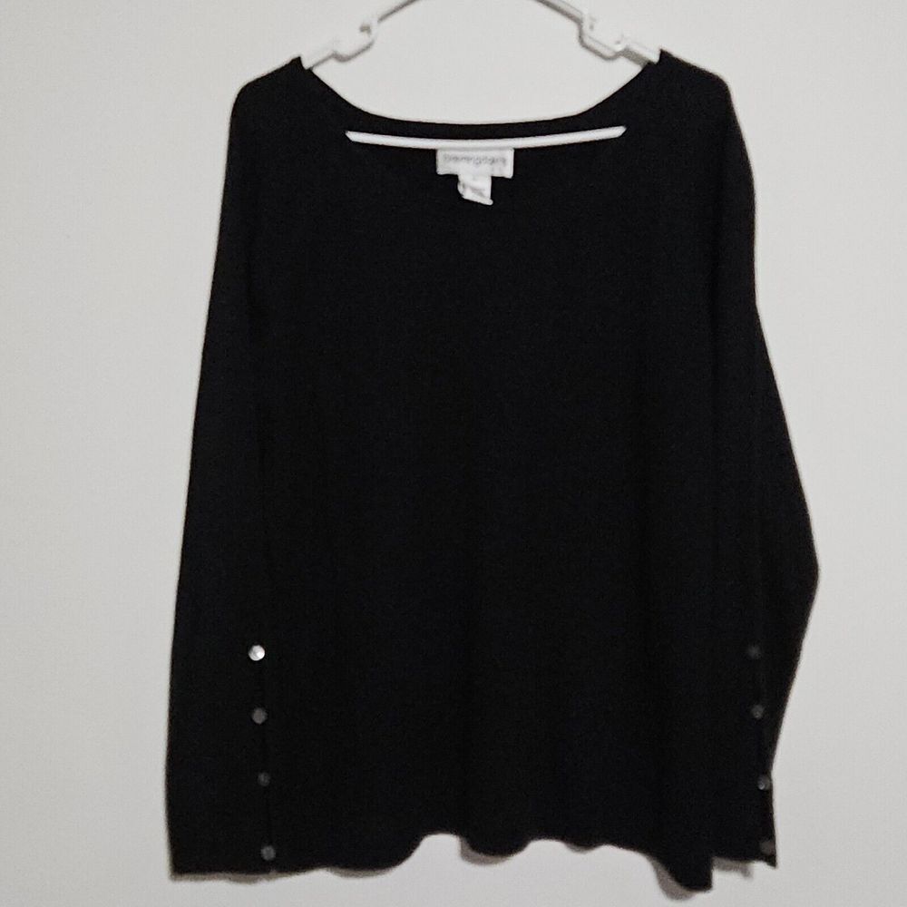 Bloomingdale's Black Women's Button-Sleeve Sweater